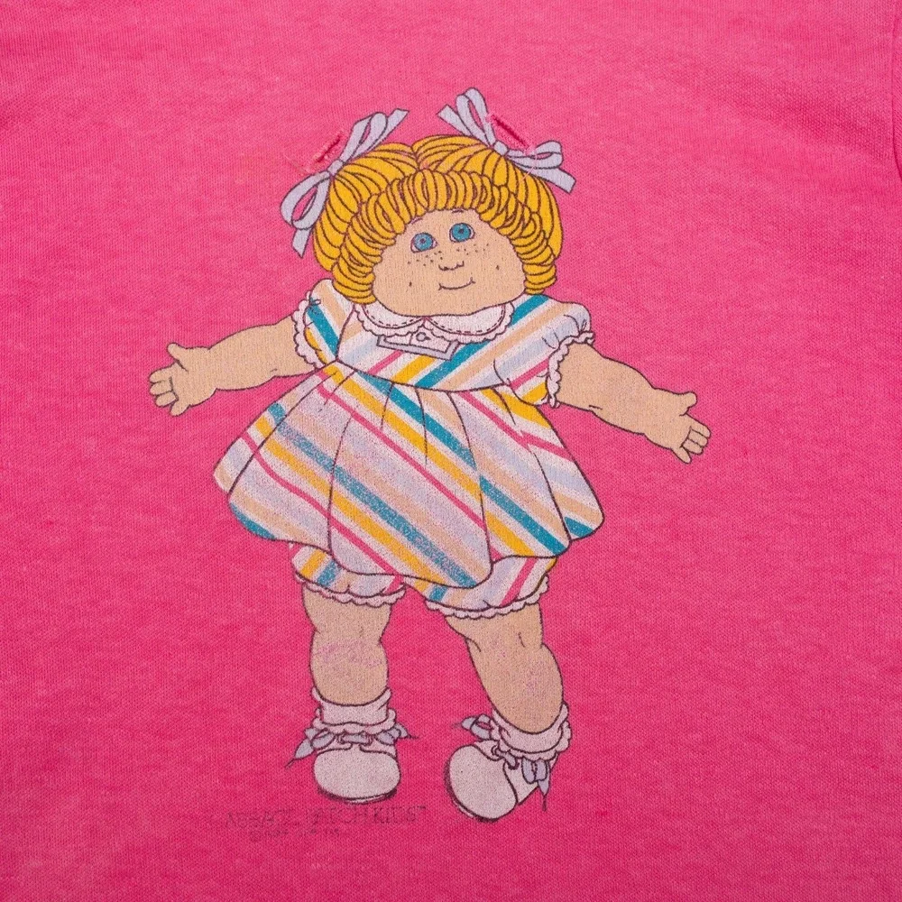 Cabbage Patch Kids Short Sleeve Pajama Shirt Top 1983 Inc Pink Ringer Size 6 USA
